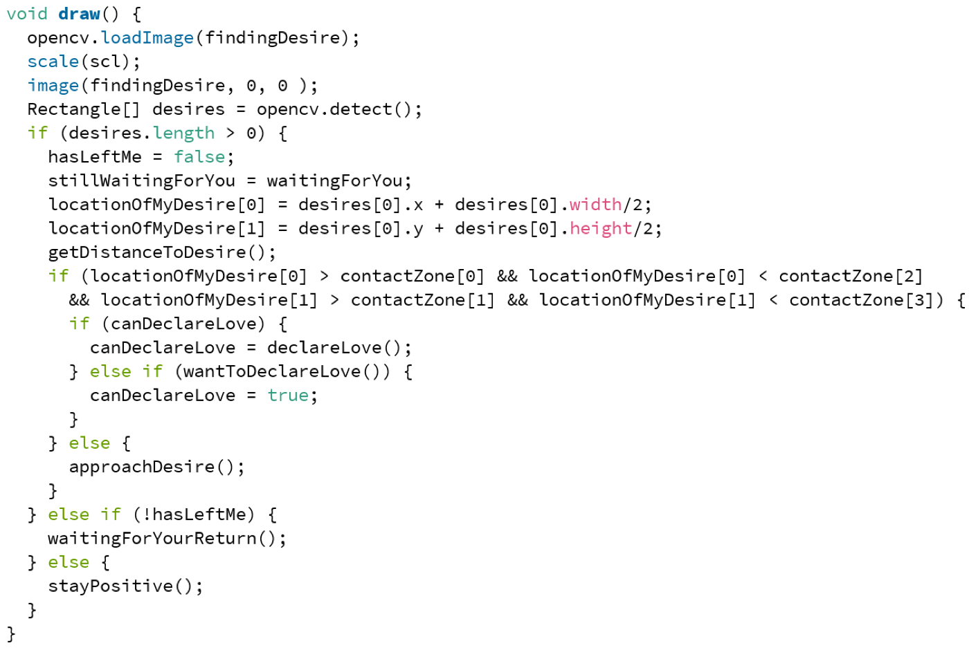 The main function in the Processing code for Aya by Albena Baeva and Rene Beekman (2016)